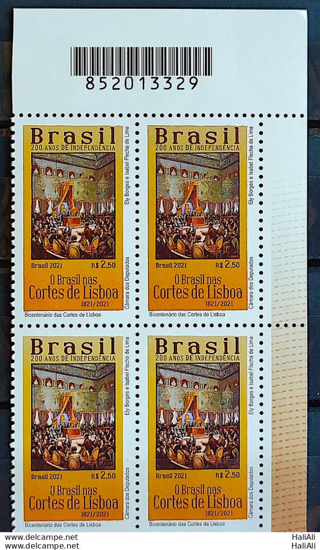 C 4002 Brazil Stamp 200 Years Of Independence Bicentennial Of The Courts Of Lisbon 2021 Block Of 4 Bar Code - Ungebraucht