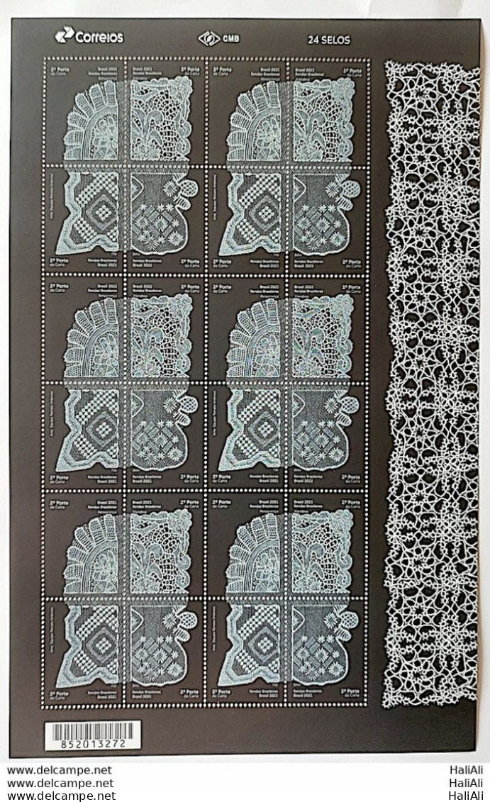 C 3989 Brazil Stamp Brazilian Lace 2021 Sheet - Unused Stamps