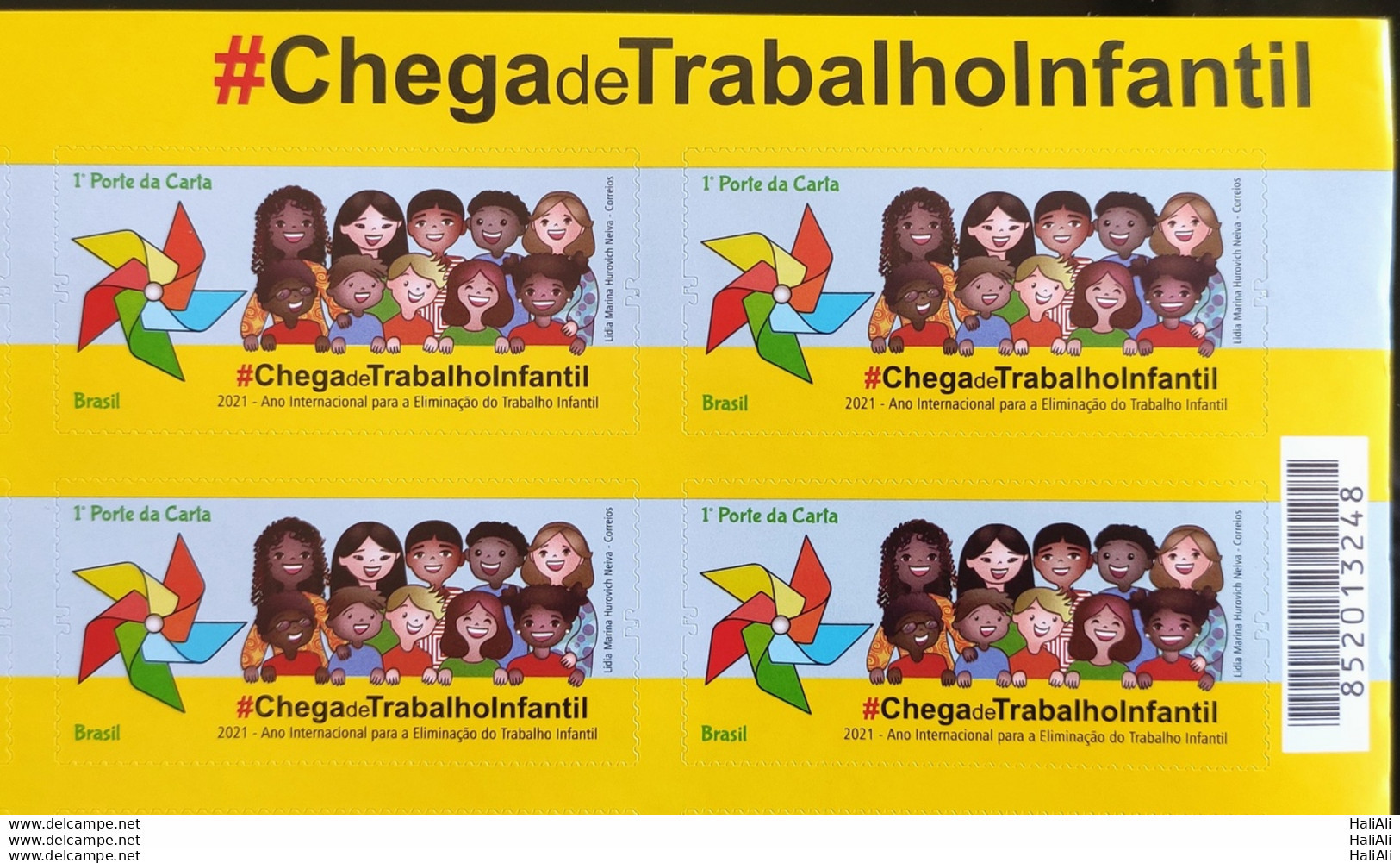 C 3984 Brazil Stamp No More Child Labor Self Adhesive Child 2021 With Theme Vignette And Cod Bars - Nuovi