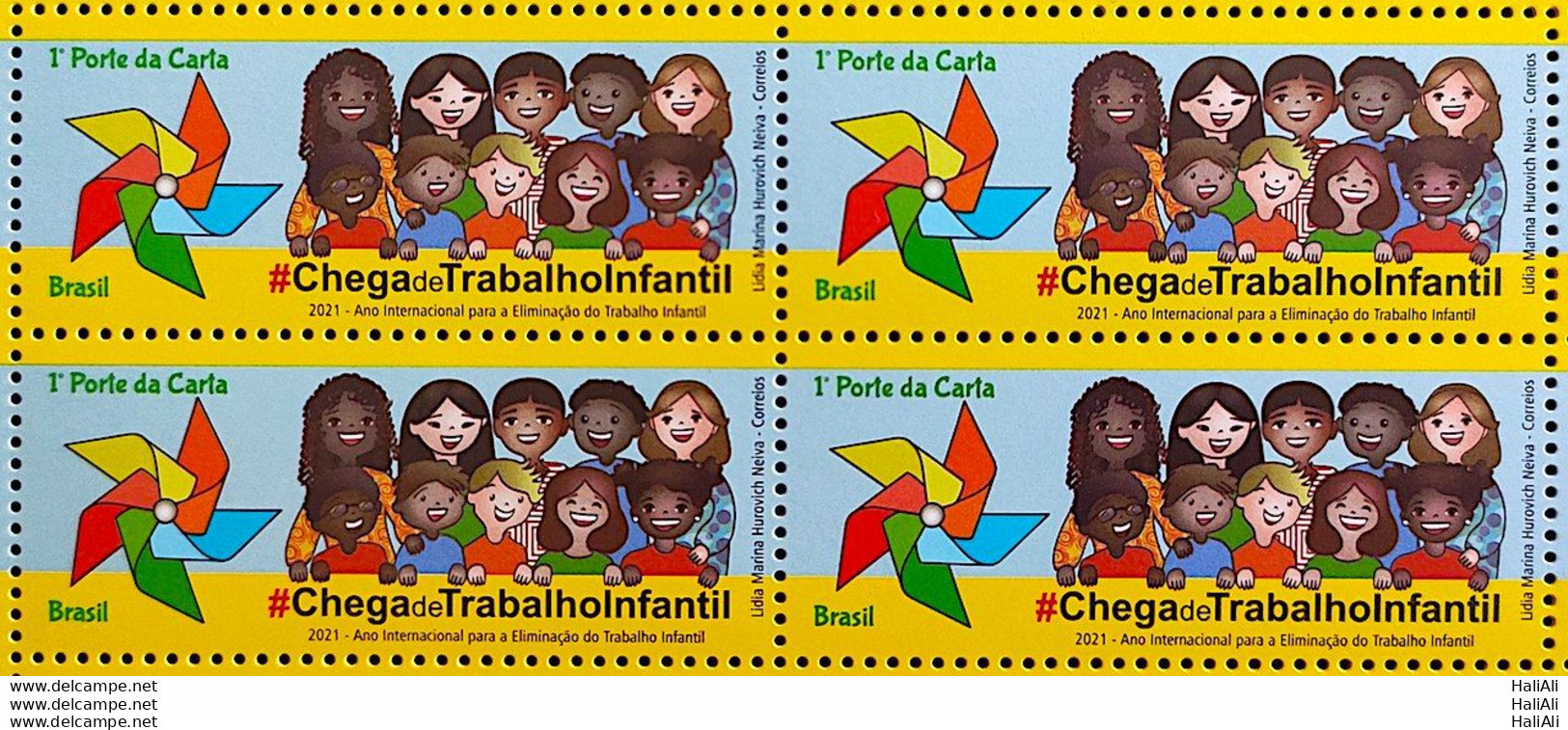 C 3983 Brazil Stamp No More Child Labor Self Gummed 2021 Block Of 4 - Nuevos