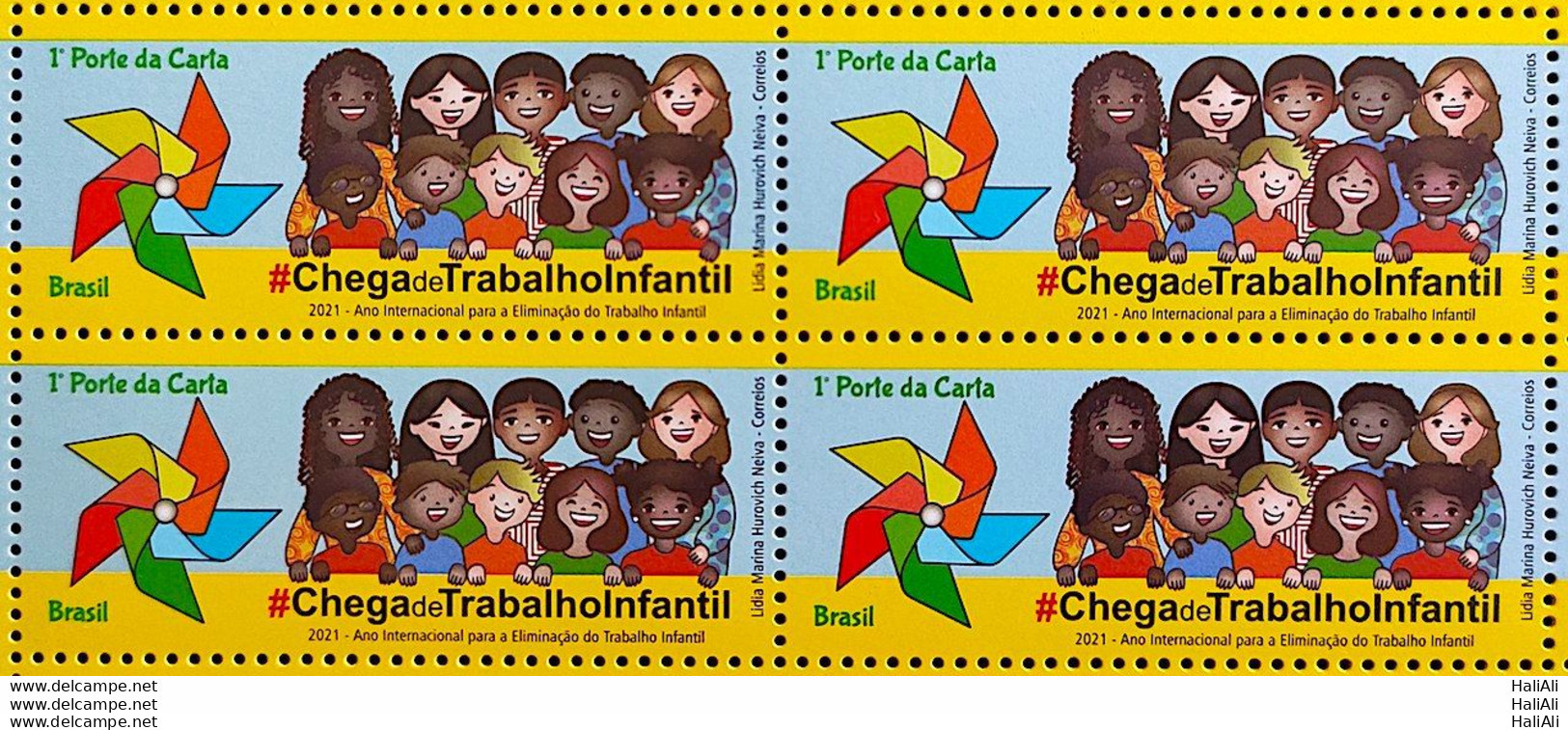 C 3983 Brazil Stamp No More Child Labor Self Gummed 2021 Block Of 4 - Unused Stamps