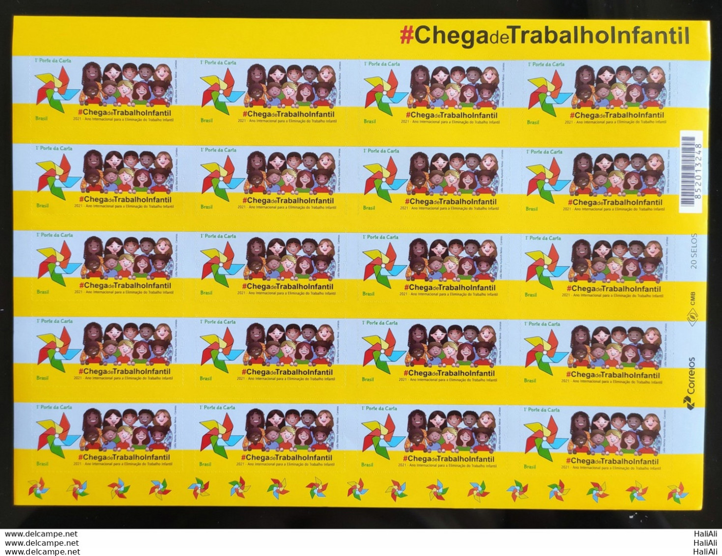 C 3984 Brazil Stamp No More Child Labor Self Adhesive Child 2021 Sheet - Nuevos