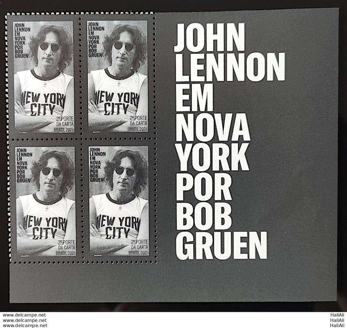 C 3982 Brazil Stamp John Lennon 2021 MIS 50 BOB GRUEN Block Of 4 With Vignette - Ungebraucht