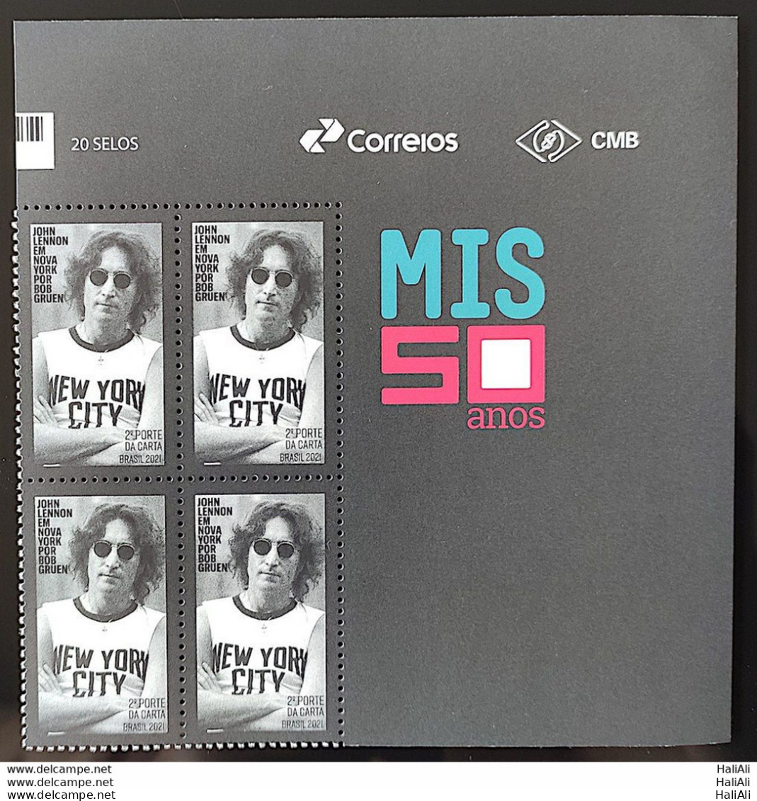 C 3982 Brazil Stamp John Lennon 2021 MIS 50 Block Of 4 With Vignette - Neufs