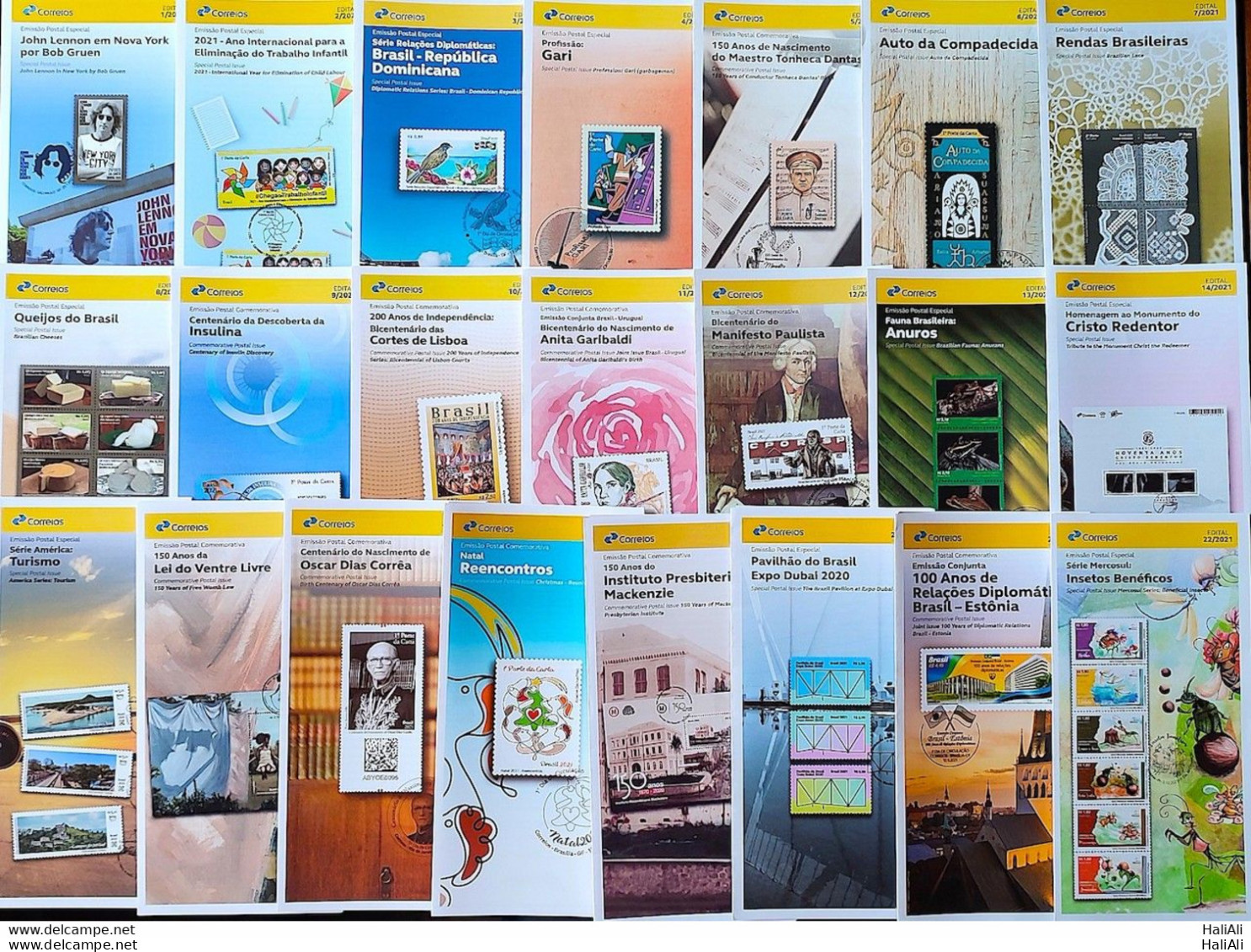 Brochure Brazil Edital 2021 Collection With 22 Units Without Stamp - Covers & Documents