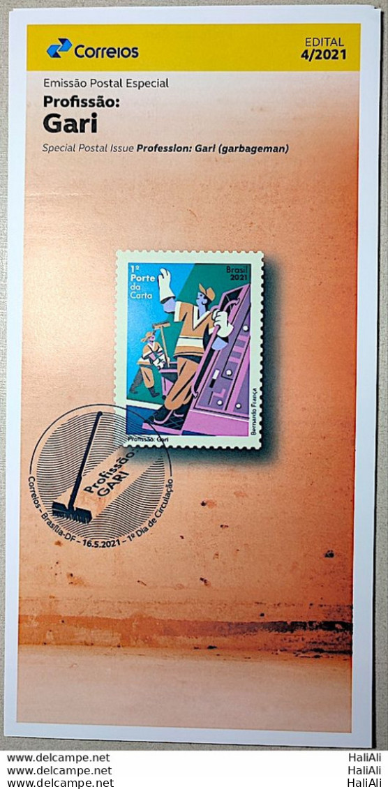 Brochure Brazil Edital 2021 04 Profession Garbageman Without Stamp - Brieven En Documenten