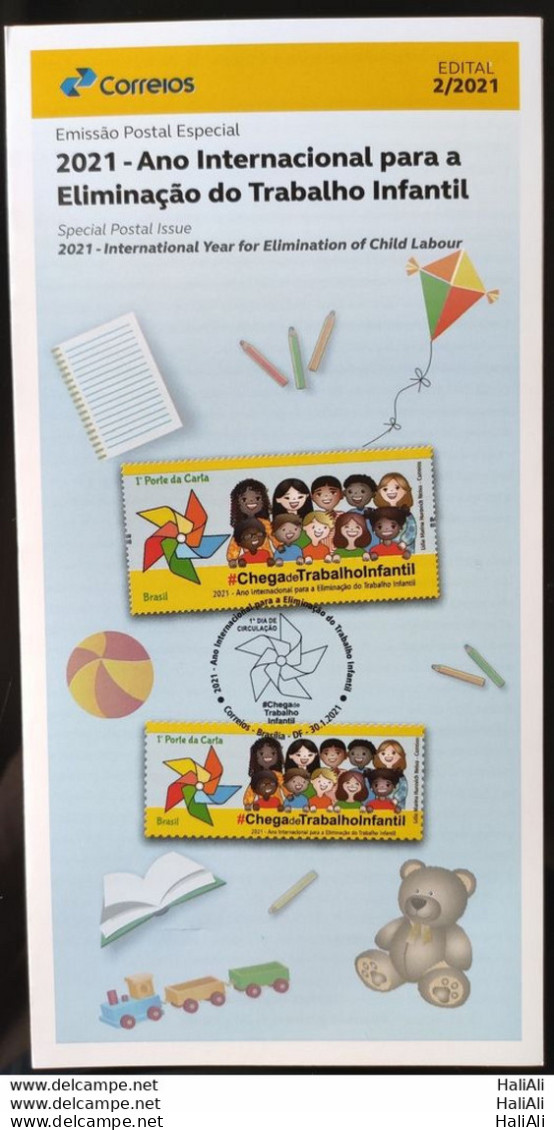 Brochure Brazil Edital 2021 02 Elimination Of Child Labor Right Child Without Stamp - Covers & Documents