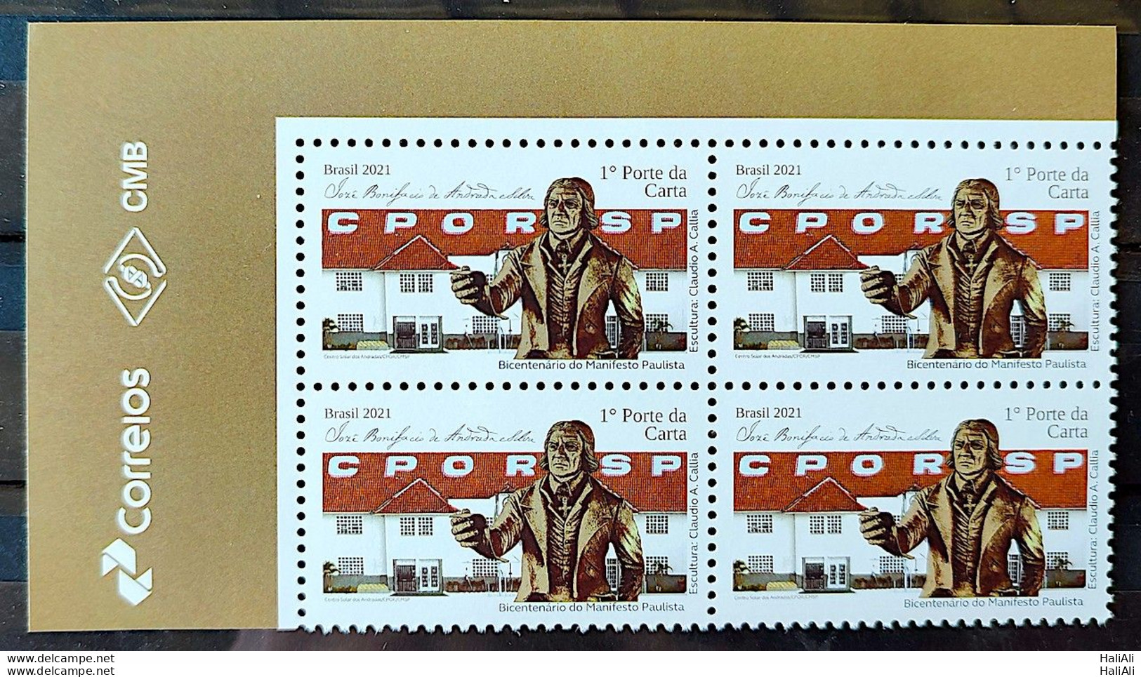 Brazil Stamp C 4004 Bicentenary Of The Paulista Manifesto, Jose Bonifacio, History 2021 Block Of 4 Vignette Correios - Unused Stamps