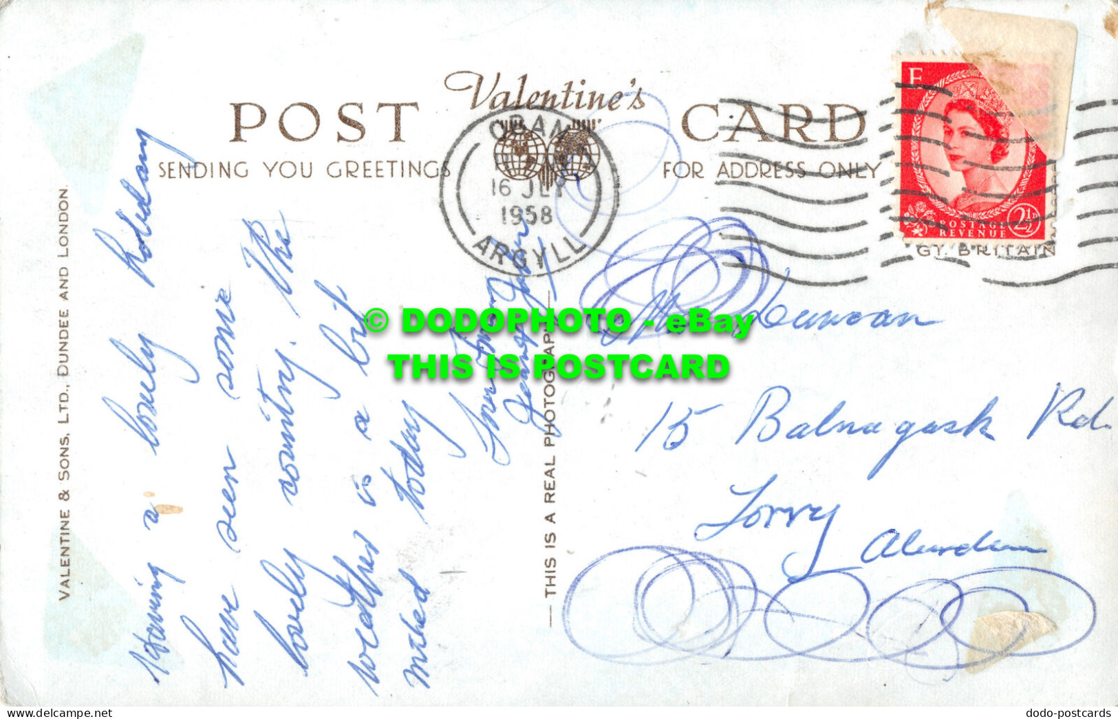 R495987 Oban From Pulpit Hill. Valentine. RP. 1958 - Monde