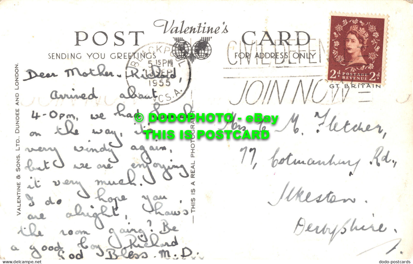 R495993 Blackpool. North Shore Gardens. Valentine. RP. 1955 - Monde