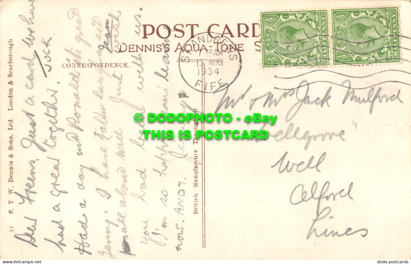 R496000 St. Andrews. East Sands. E. T. W. Dennis. 1934 - Monde