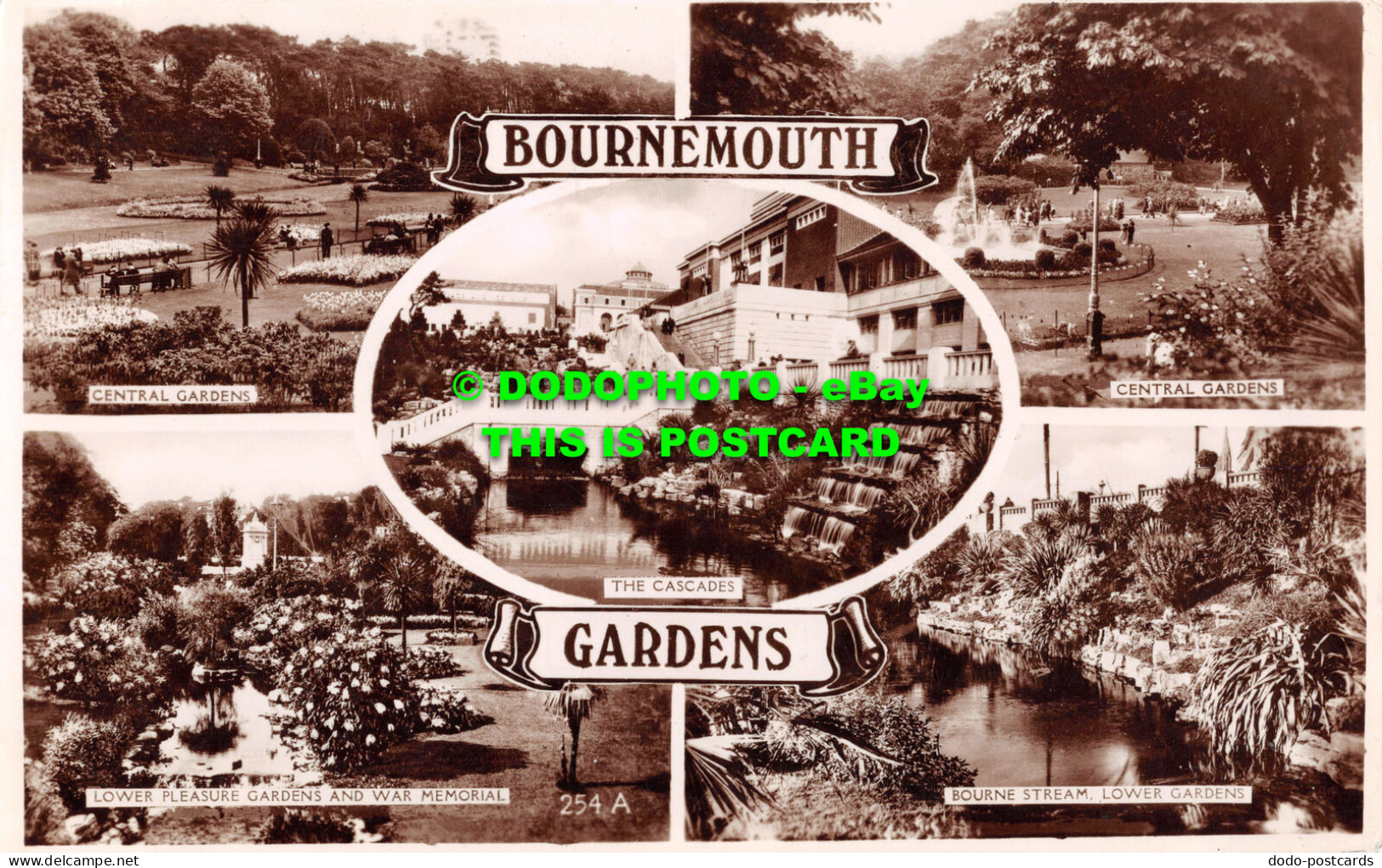 R496004 Bournemouth Gardens. 254A. Excel Series. RP. 1938. Multi View - Monde