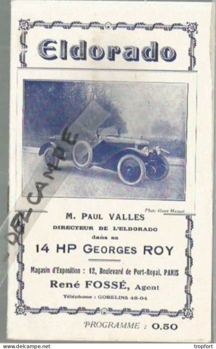 FF / PROGRAMME Théâtre ELDORADO  14 HP Georges ROY  TRAMEL / CRIME DU BOUIF  Publicité BANANIA - Programs