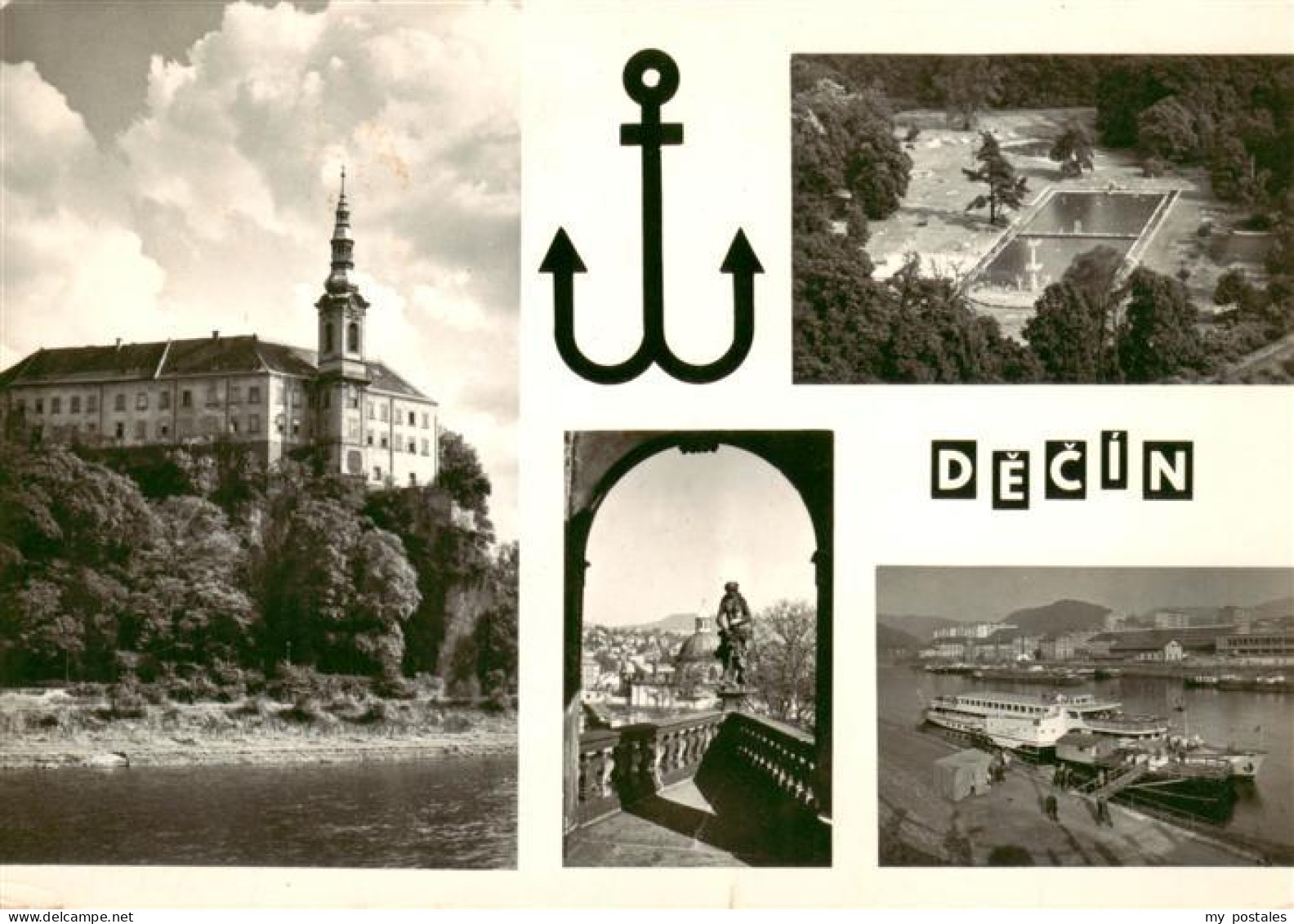 73892717 Decin Tetschen-Bodenbach Boehmen CZ Schloss Panorama Schwimmbad Schiffs - República Checa