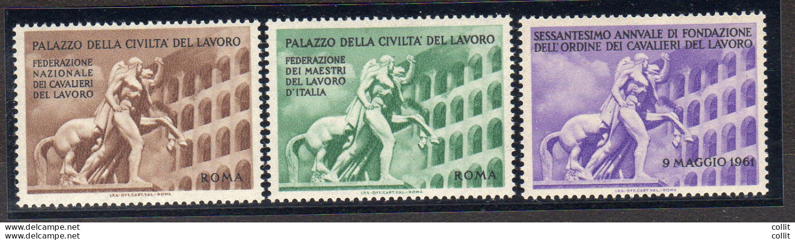 Civiltà Del Lavoro - Tre Valori In Colori Bruno, Verde E Violetto - Variétés Et Curiosités