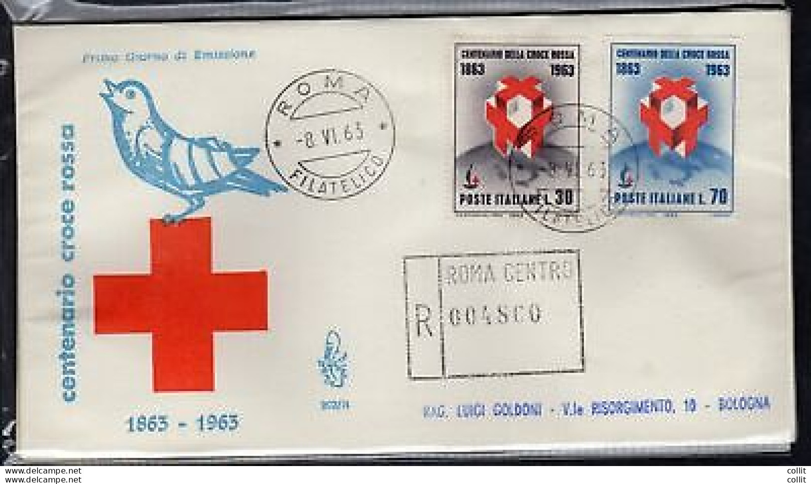 Italia FDC Venetia 1963 Croce Rossa  Viaggiata Racc. Per L'Italia - FDC