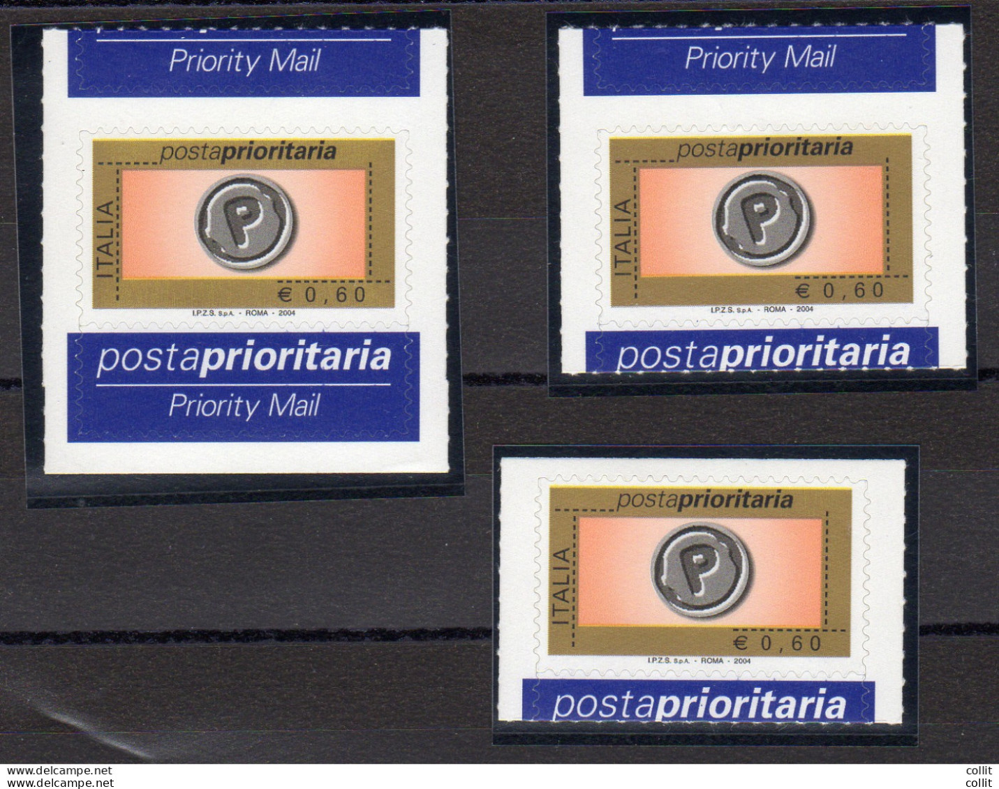 Posta Prioritaria 2004 € 0,60 - Tre Varietà Diverse - Abarten Und Kuriositäten
