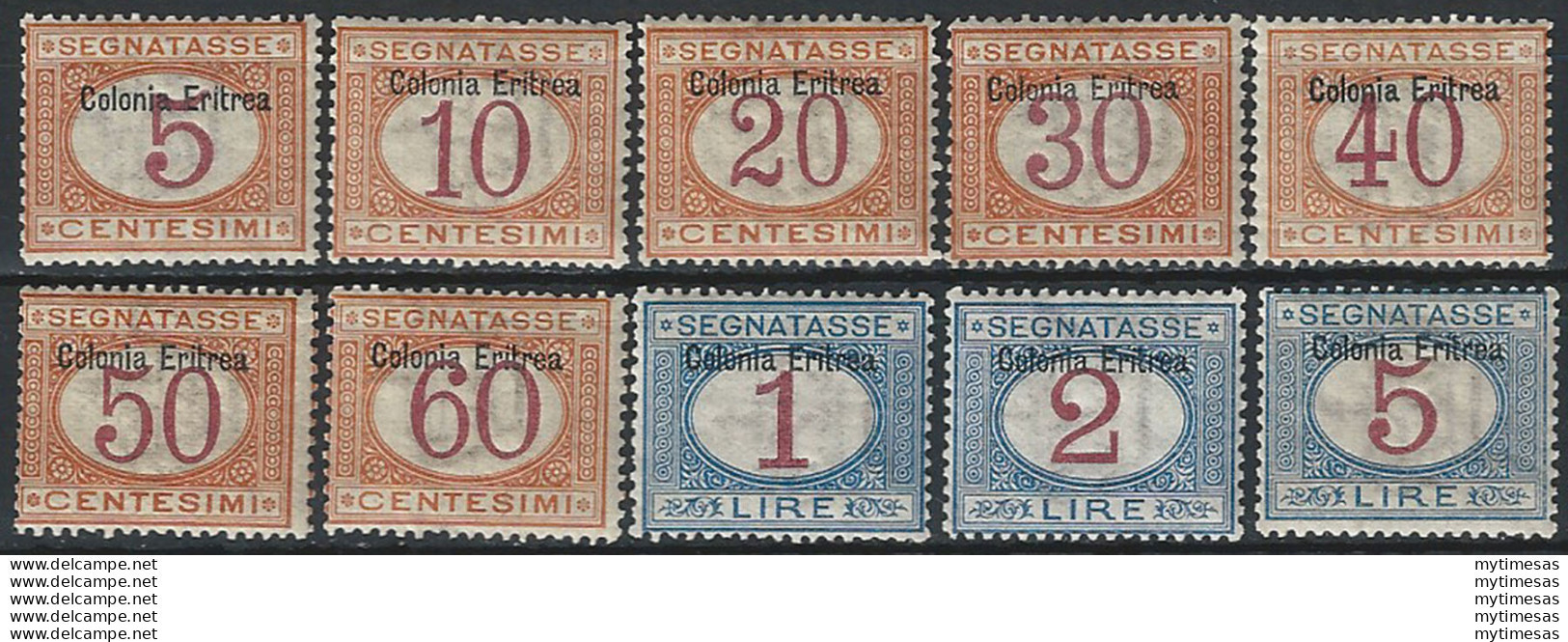 1903 Eritrea Segnatasse 10v. MNH Sassone N. 1/10 - Altri & Non Classificati