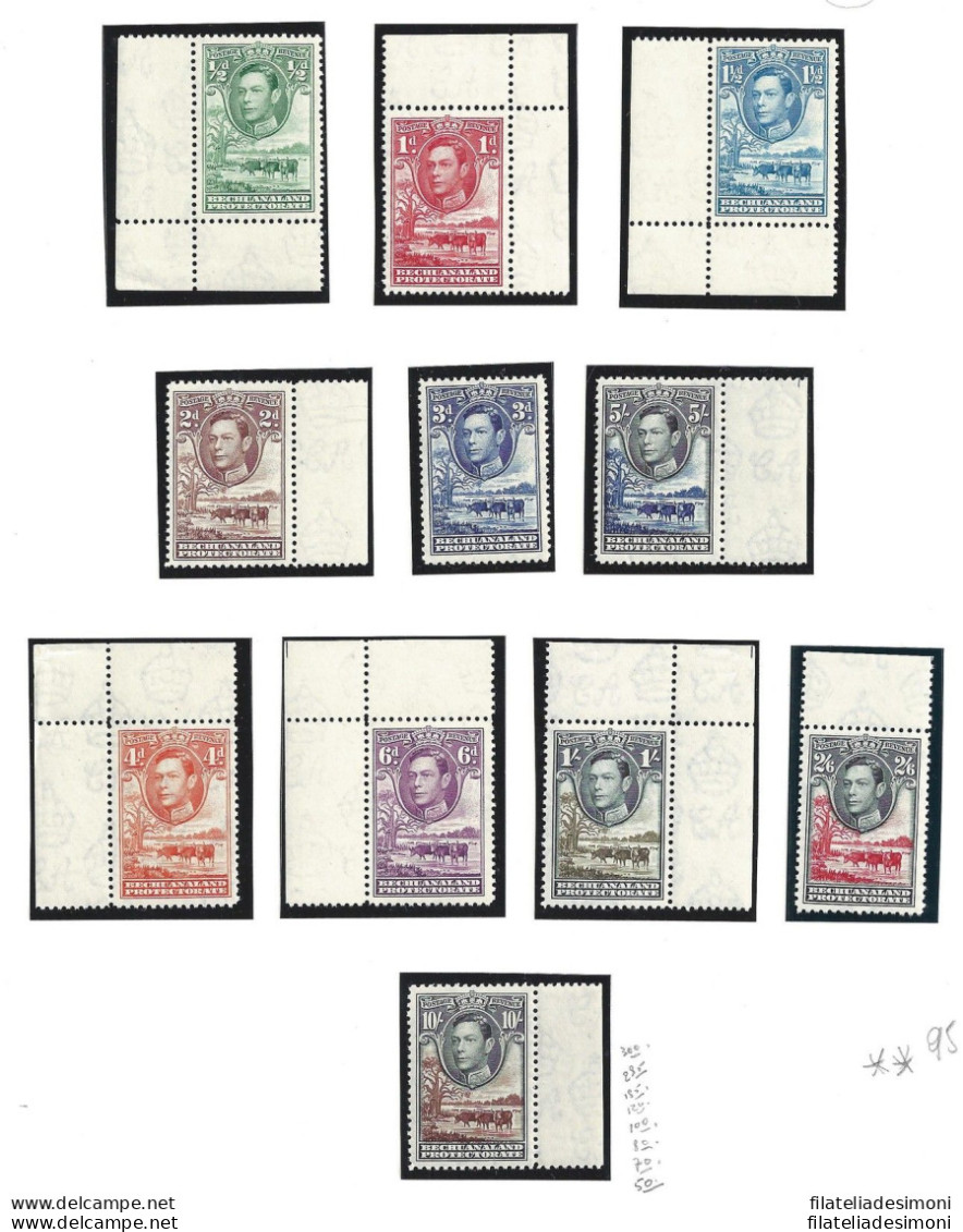 1938-52  BECHUANALAND  SG  118/128  11 Valori  MNH/** GOMMA INTEGRA - Otros & Sin Clasificación