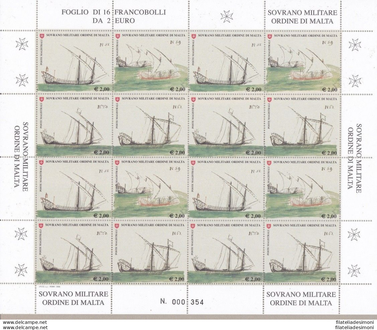 2006 SMOM - N° 852/855 Minifoglio Di 16 Valori MNH/** - Sovrano Militare Ordine Di Malta