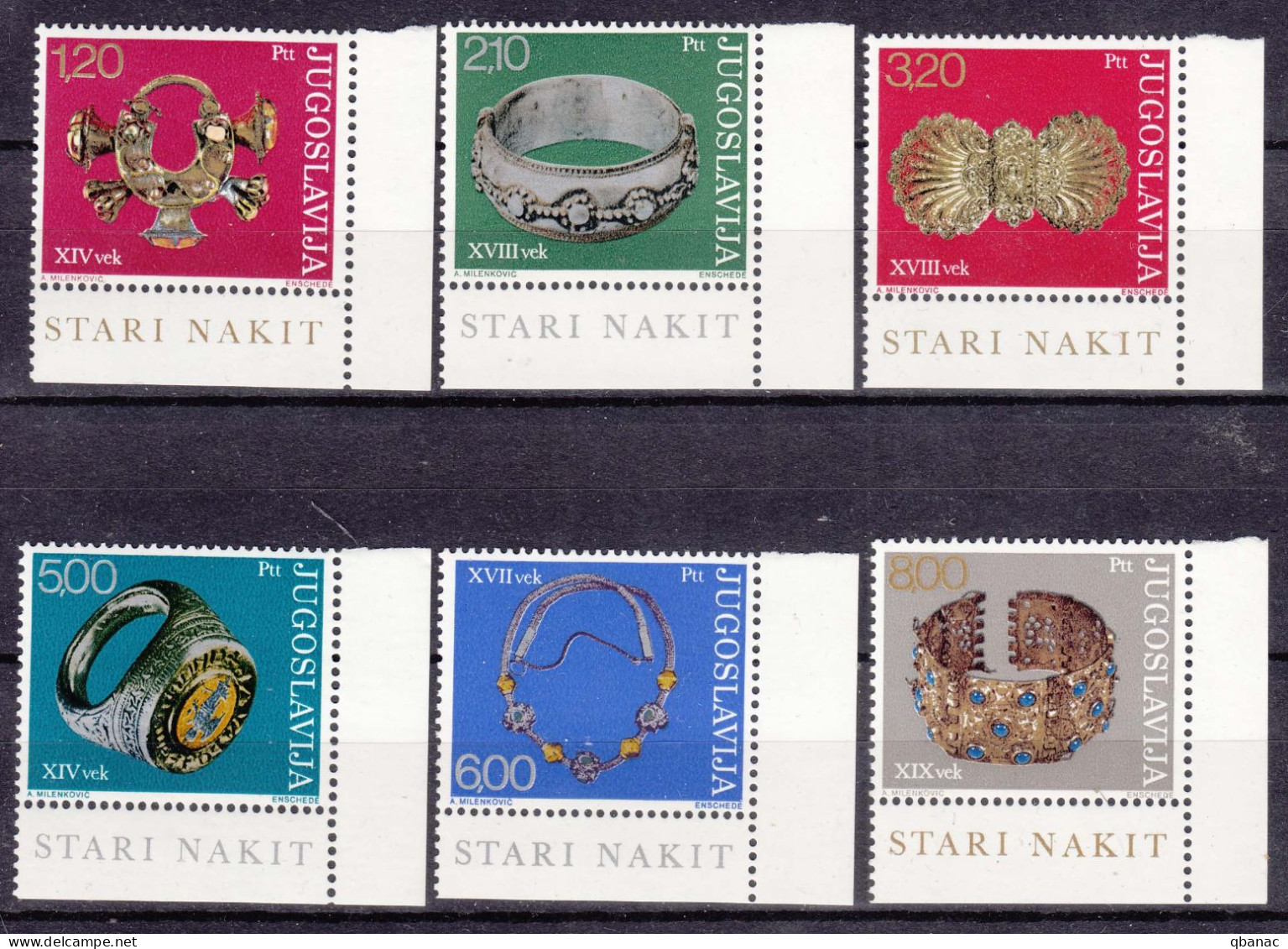 Yugoslavia 1975 Jewelery Mi#1587-1592 Mint Never Hinged - Unused Stamps