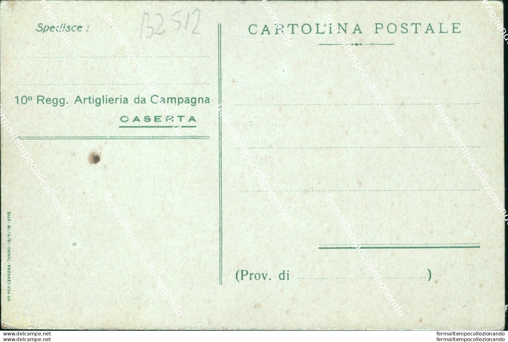 Bz512 Cartolina Militare 10 Reggimento Artiglieria Caserta Www1 1 Guerra - Régiments