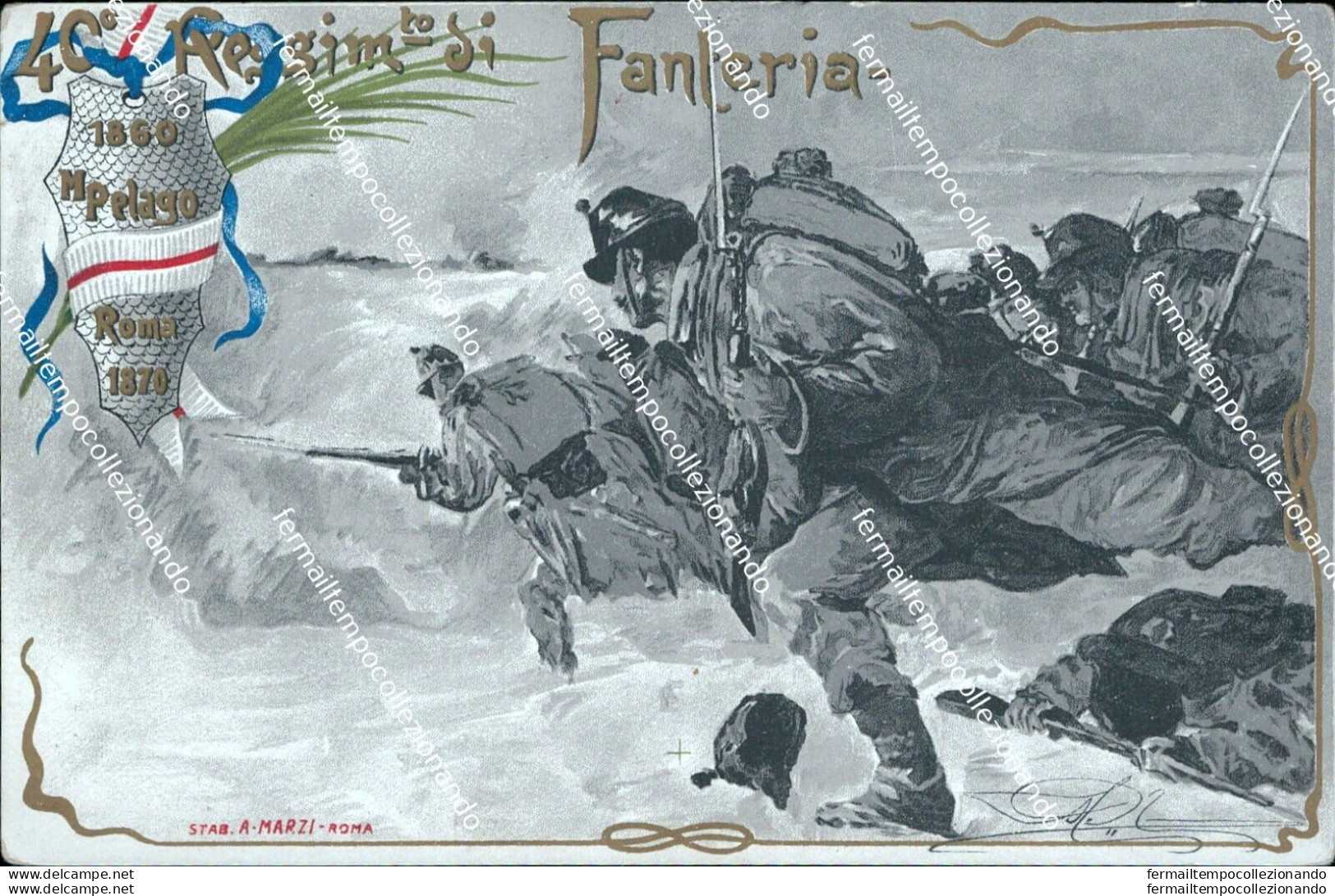 Bz516 Cartolina Militare 40 Reggimento Fanteria Roma Www1 1 Guerra - Régiments