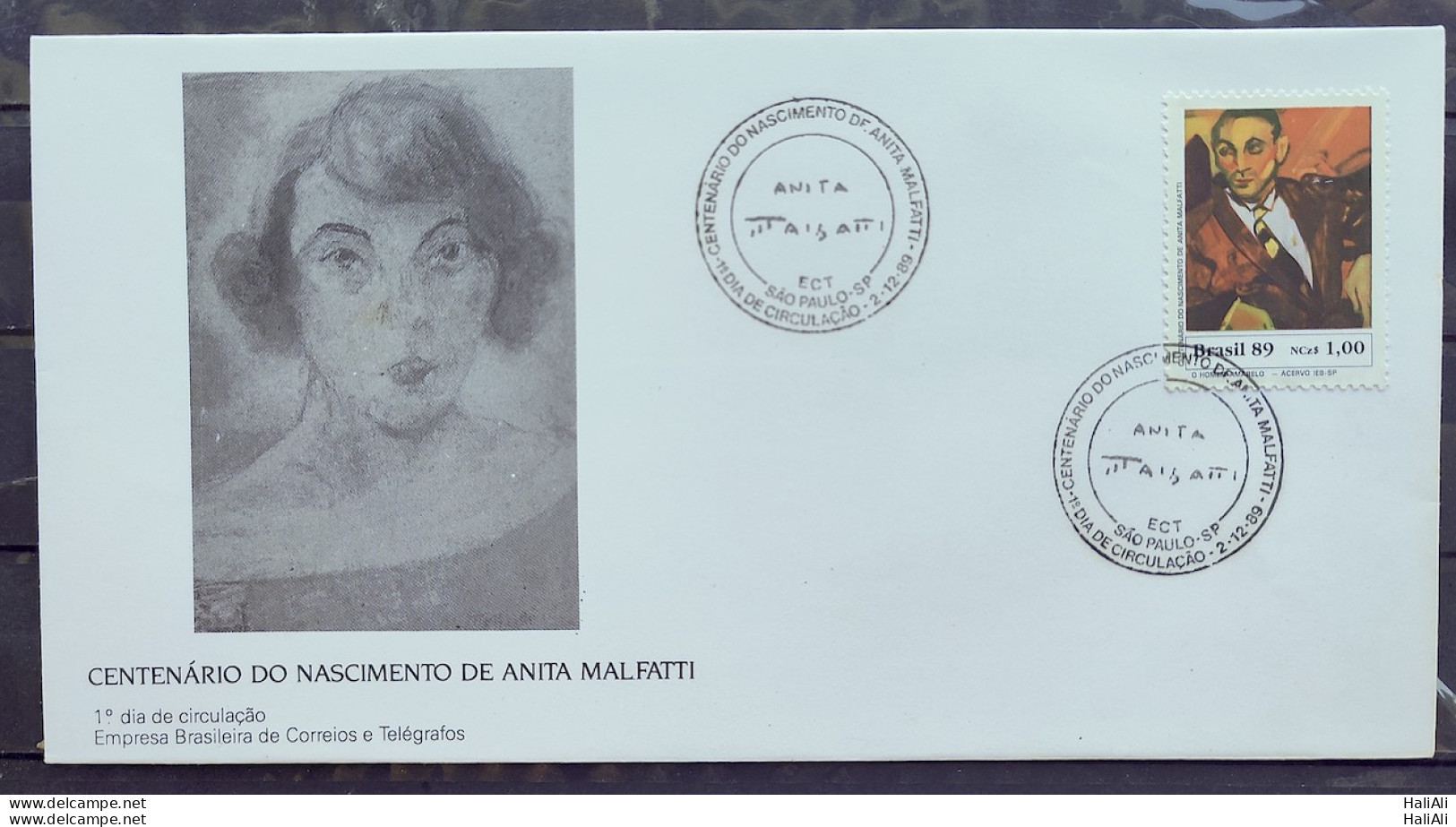 Brazil Envelope FDC 488 1989 Centenary Anita Malfati Art CBC SP 01 - FDC