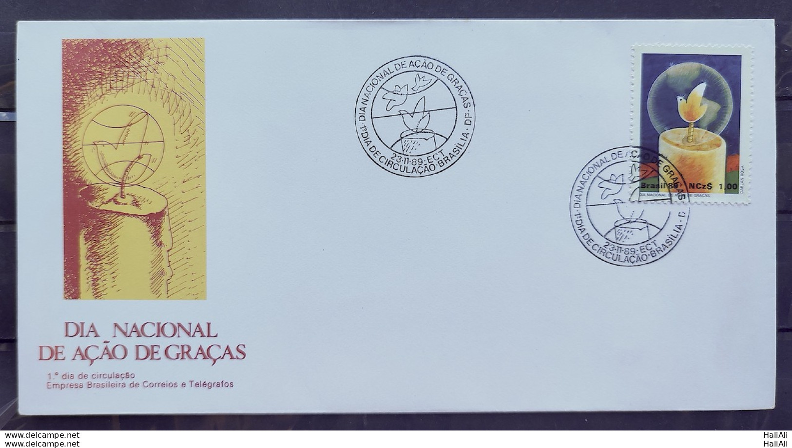 Brazil Envelope FDC 486 1989 CBC BSB 01 GRACAS ACTION DAY 01 - FDC