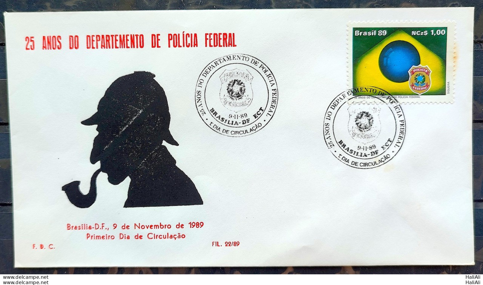 Brazil Envelope PVT FIL 022 1989 Federal Police CBC RJ 01 - FDC