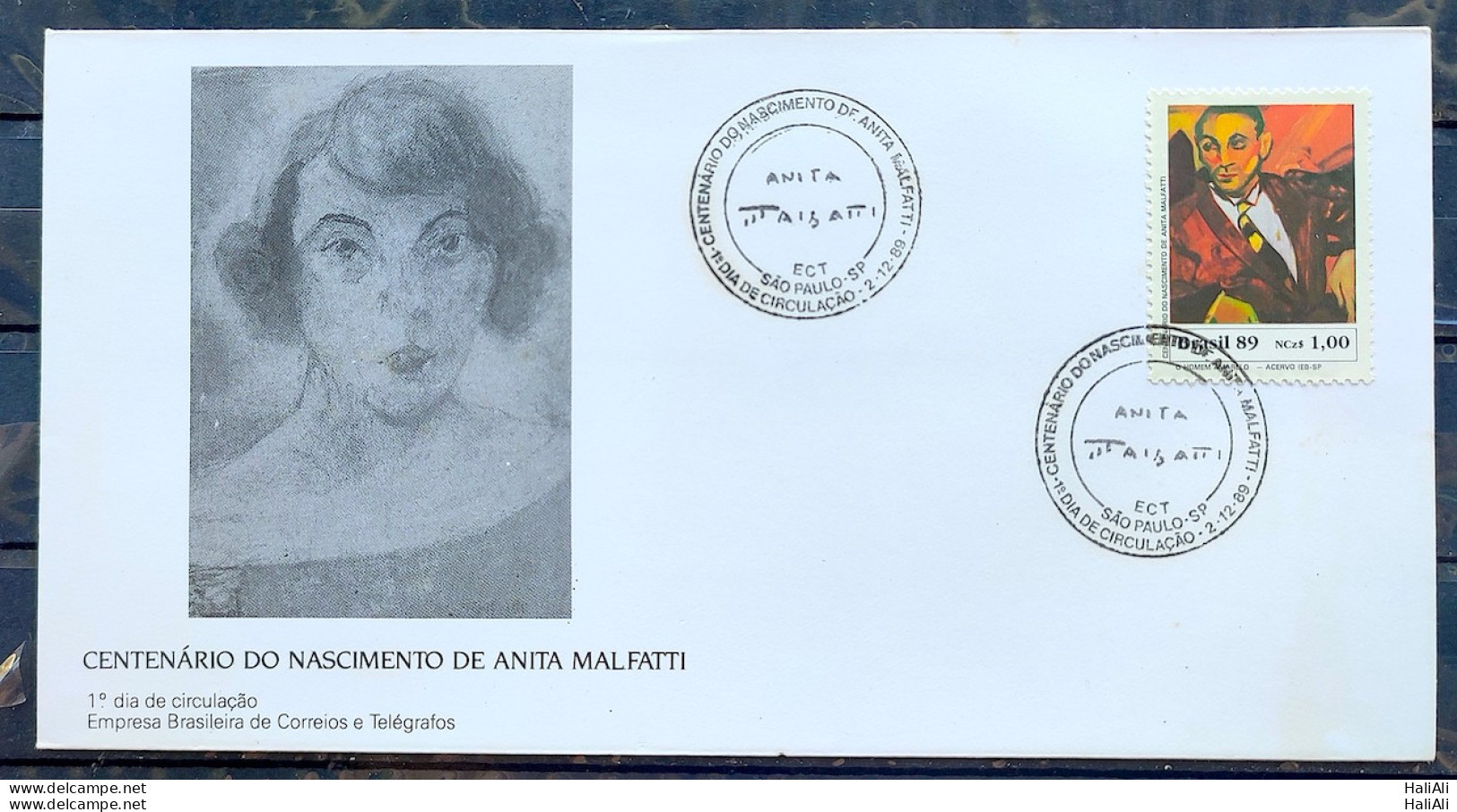 Brazil Envelope FDC 488 1989 Centenary Anita Malfati Art CBC SP 02 - FDC