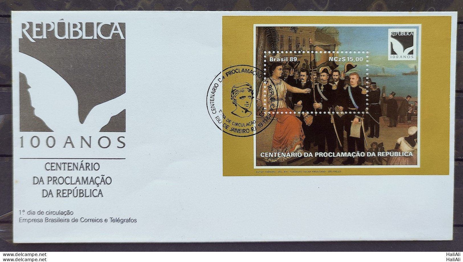 Brazil Envelope FDC 484 1989 Centenary Proclamation Of The Republic History CBC RJ 01 - FDC