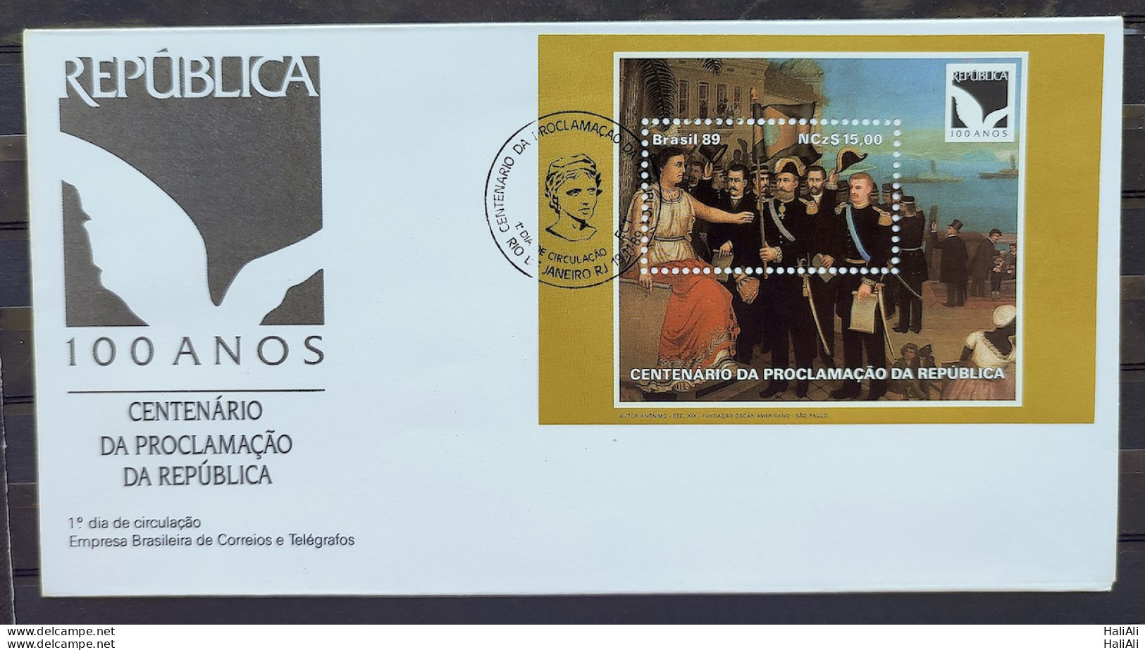 Brazil Envelope FDC 484 1989 Centenary Proclamation Of The Republic History CBC RJ 02 - FDC