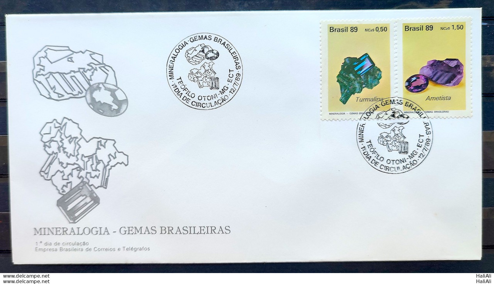 Brazil Envelope FDC 474 1989 Mineralogy Precious Stones Amethyst Tourmaline CBC MG 05 - FDC
