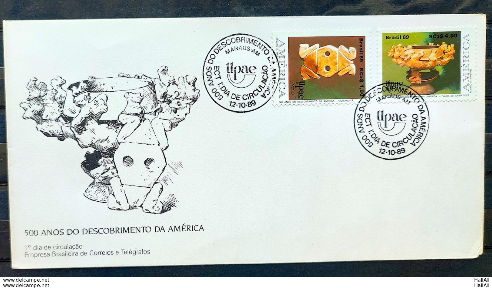 Brazil Envelope FDC 480 1989 Discovery Of America Indian CBC AM 01 - FDC