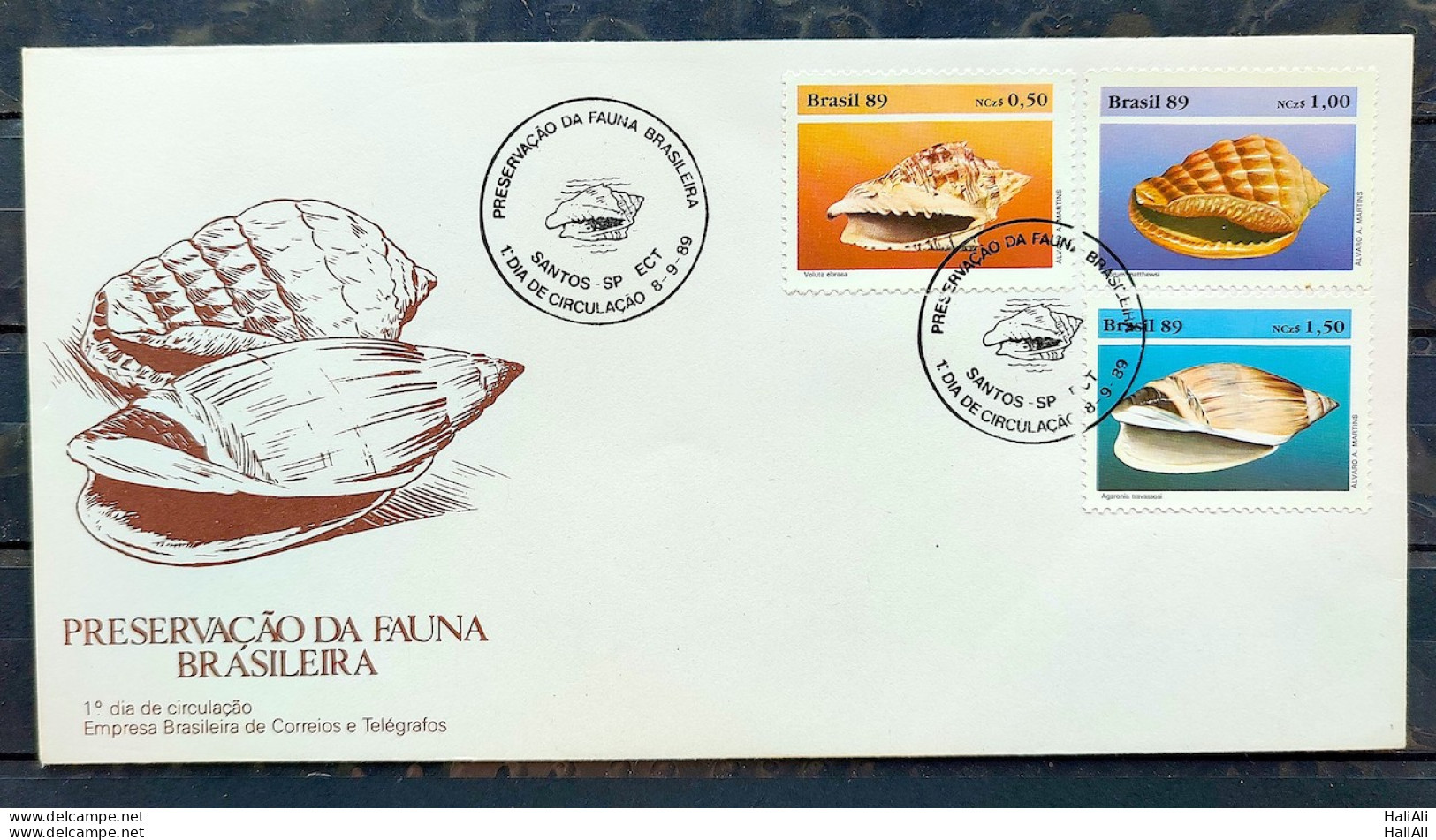 Brazil Envelope FDC 479 1989 Mollusks CBC SP 01 - FDC