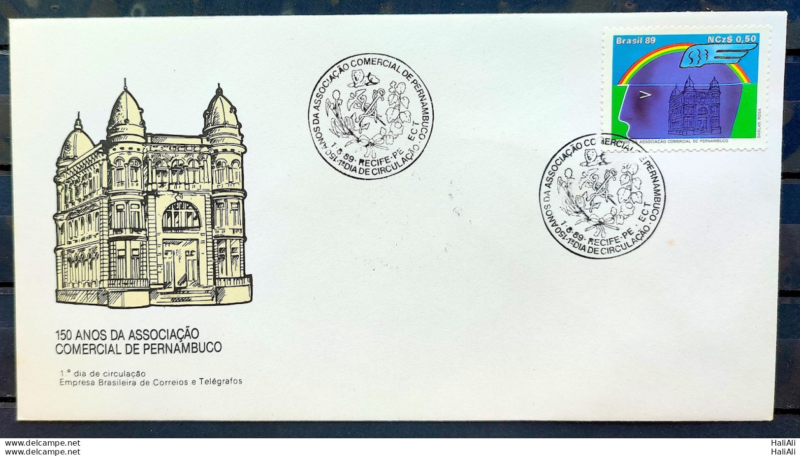 Brazil Envelope FDC 476 1989 Commercial Association Pernambuco CBC PE 01 - FDC