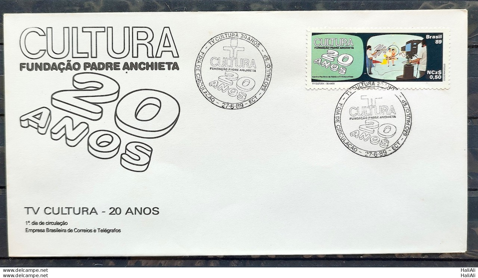 Brazil Envelope FDC 470 1989 TV Cultura Communication Television CBC SP 04 - Usati