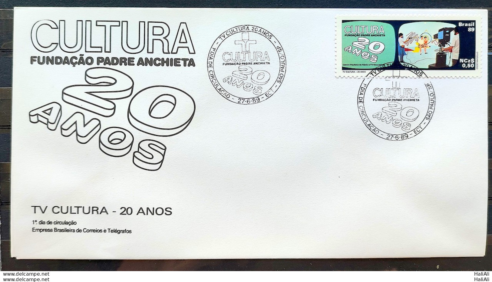 Brazil Envelope FDC 470 1989 TV Cultura Communication Television CBC SP 06 - Usati