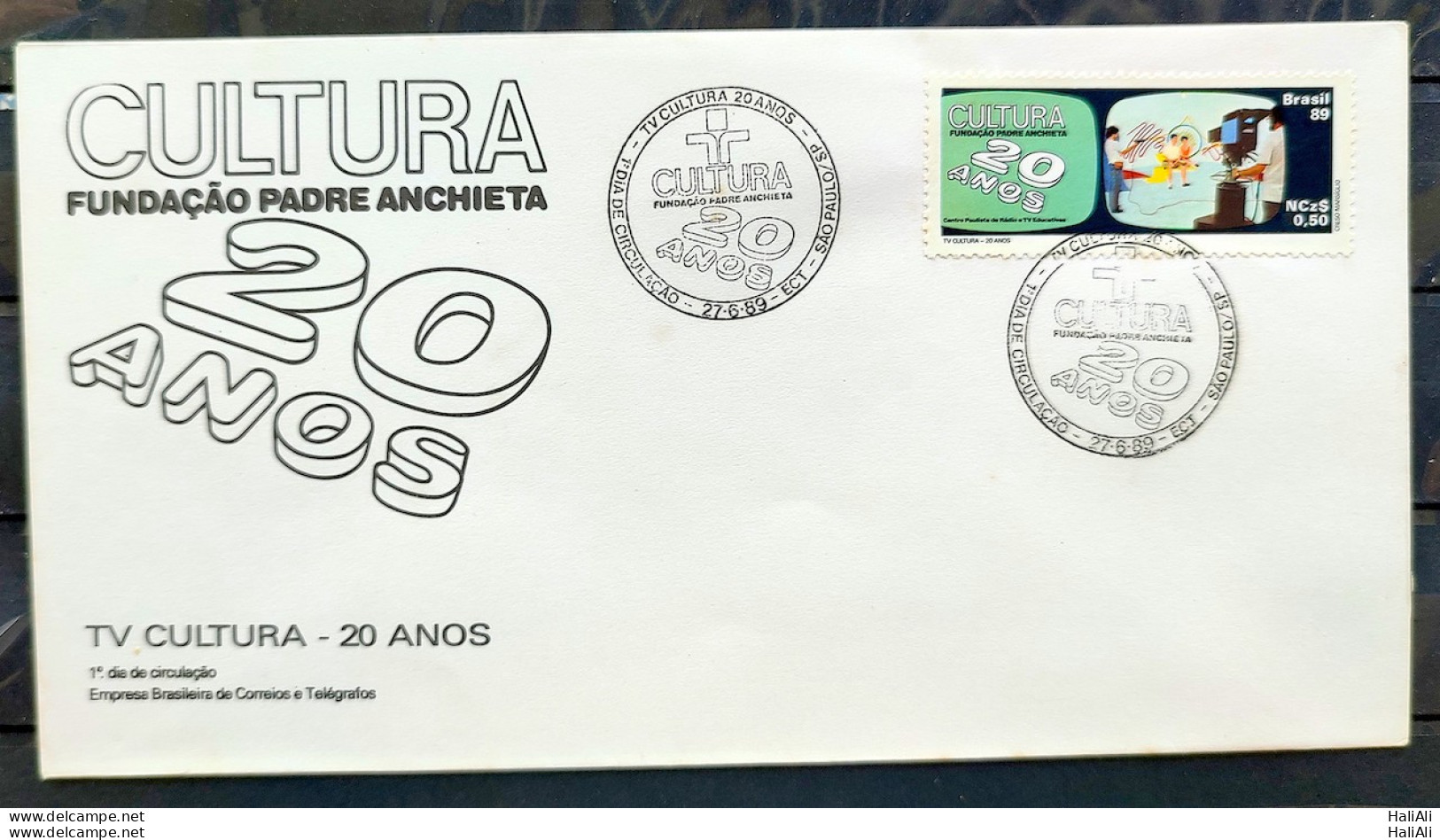 Brazil Envelope FDC 470 1989 TV Cultura Communication Television CBC SP 02 - Gebruikt