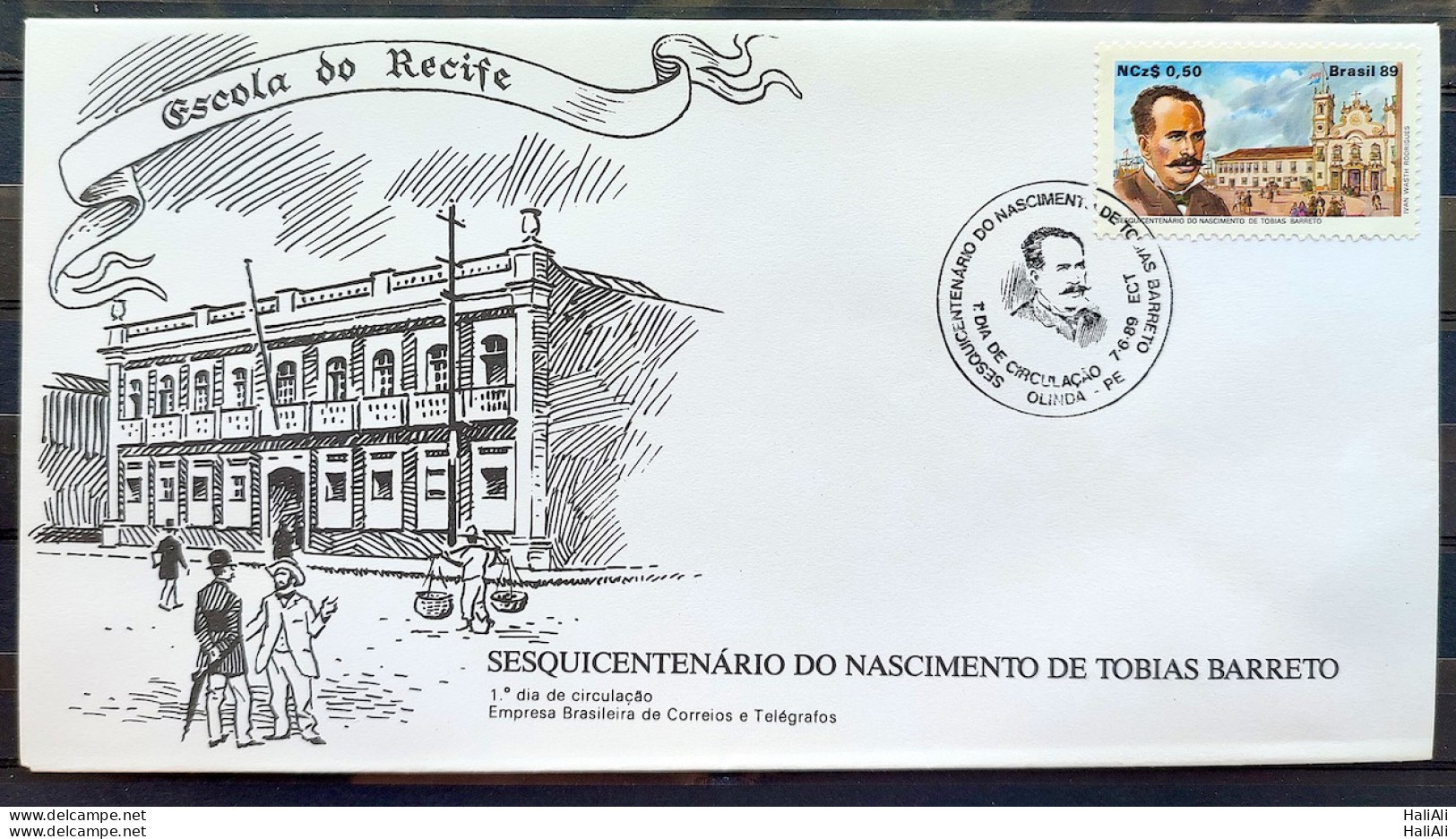 Brazil Envelope FDC 470 1989 Tobias Barreto Literature CBC PE 03 - Gebraucht