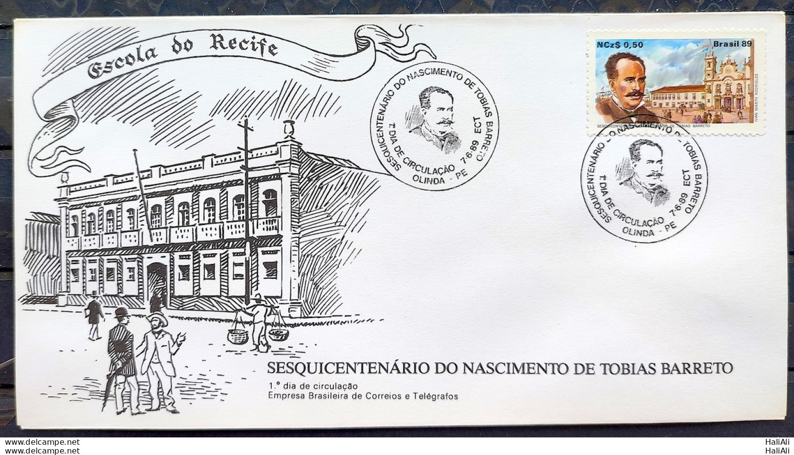 Brazil Envelope FDC 470 1989 Tobias Barreto Literature CBC PE 01 - Usados