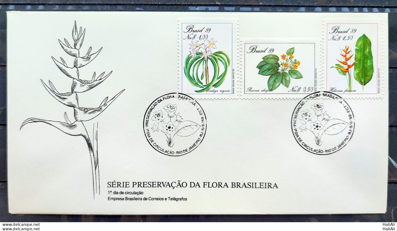 Brazil Envelope FDC 469 1989 Brazilian Flora CBC BSB 01 - Oblitérés