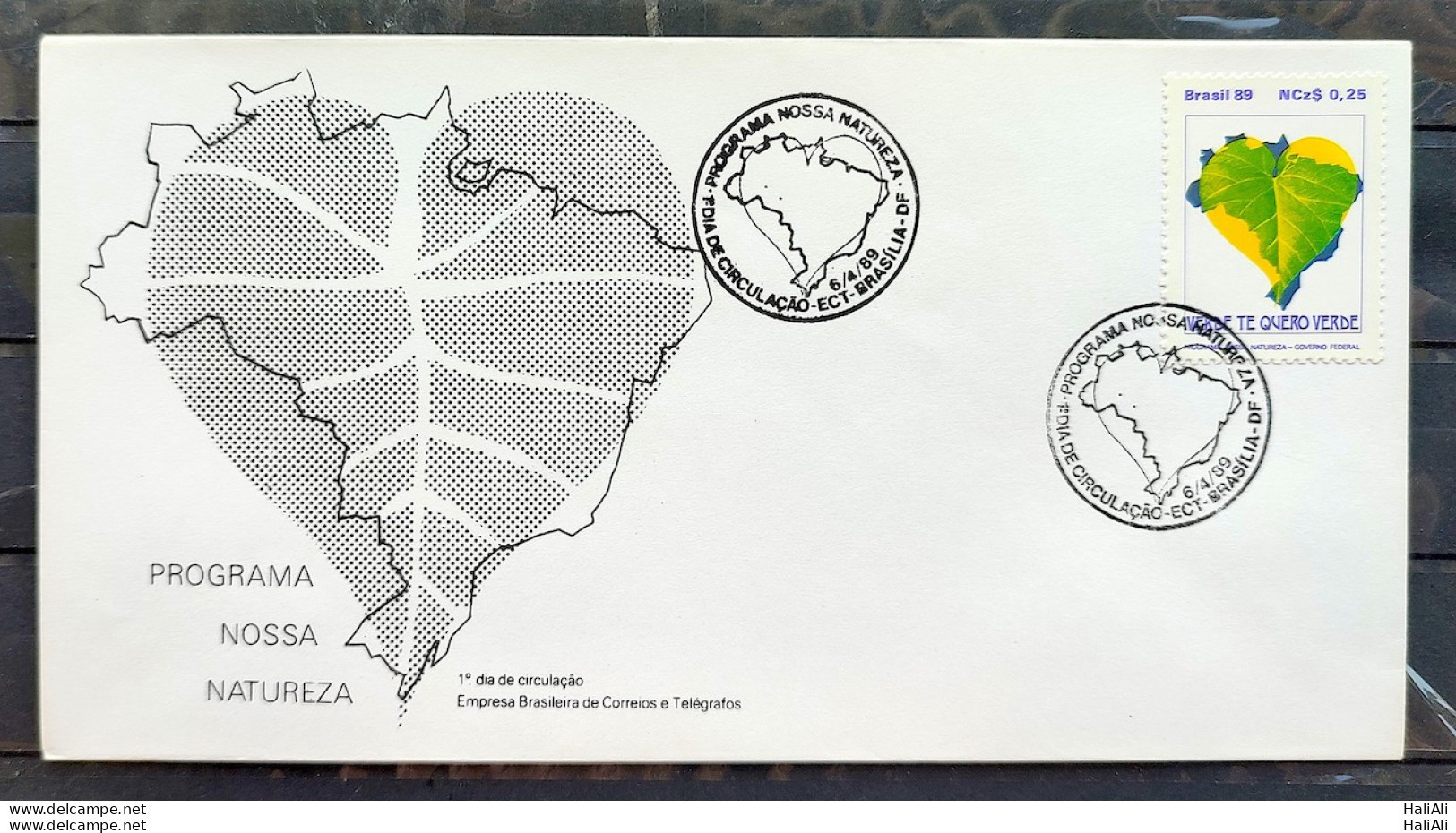 Brazil Envelope FDC 466 1989 Our Nature Map Program Environment CBC BSB 04 - Usados