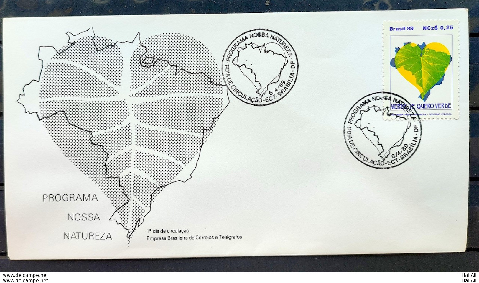 Brazil Envelope FDC 466 1989 Our Nature Map Environment Program CBC BSB 01 - Used Stamps