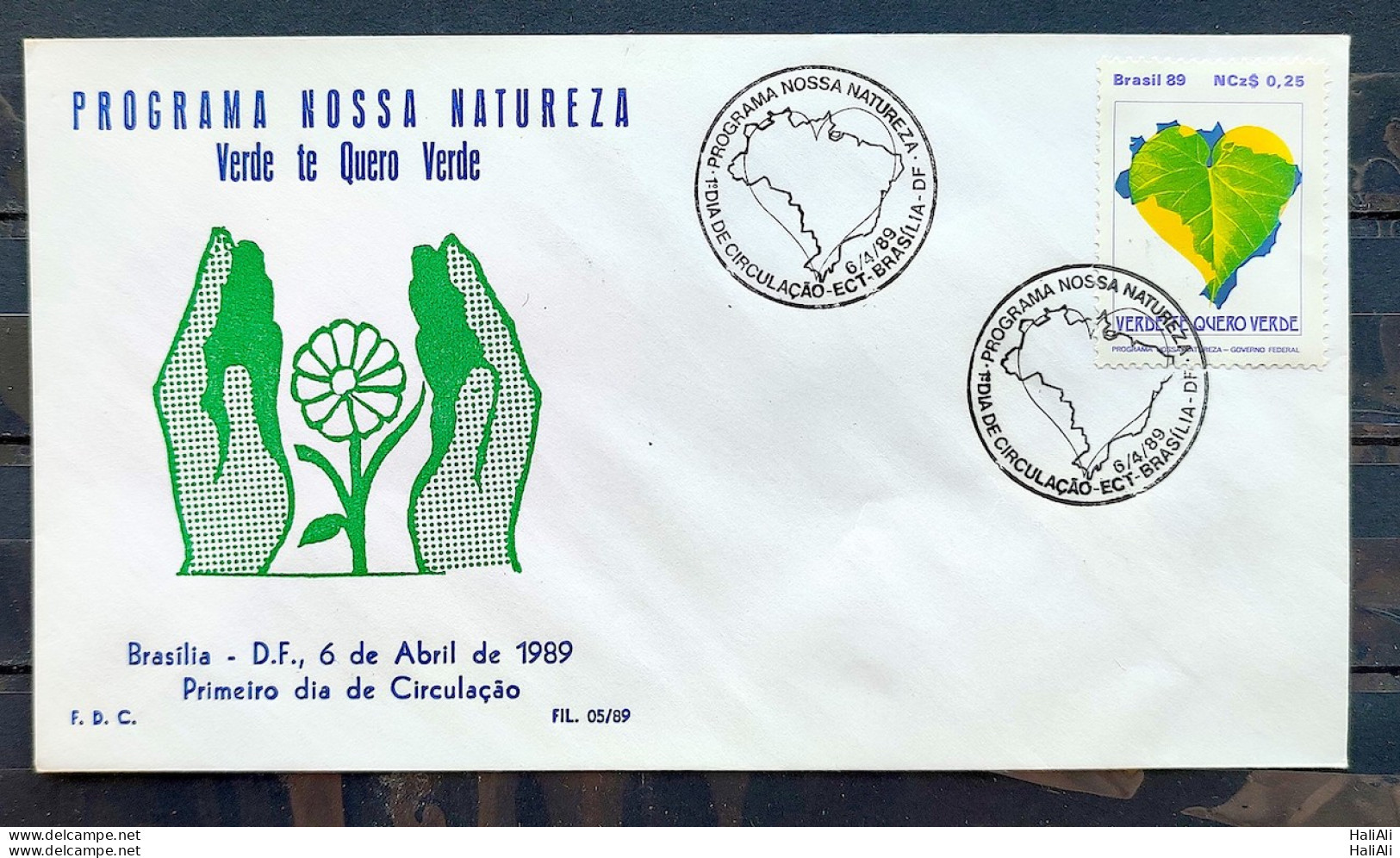 Brazil Envelope FDC 466 1989 Our Nature Map Program Environment CBC BSB 05 - Usati