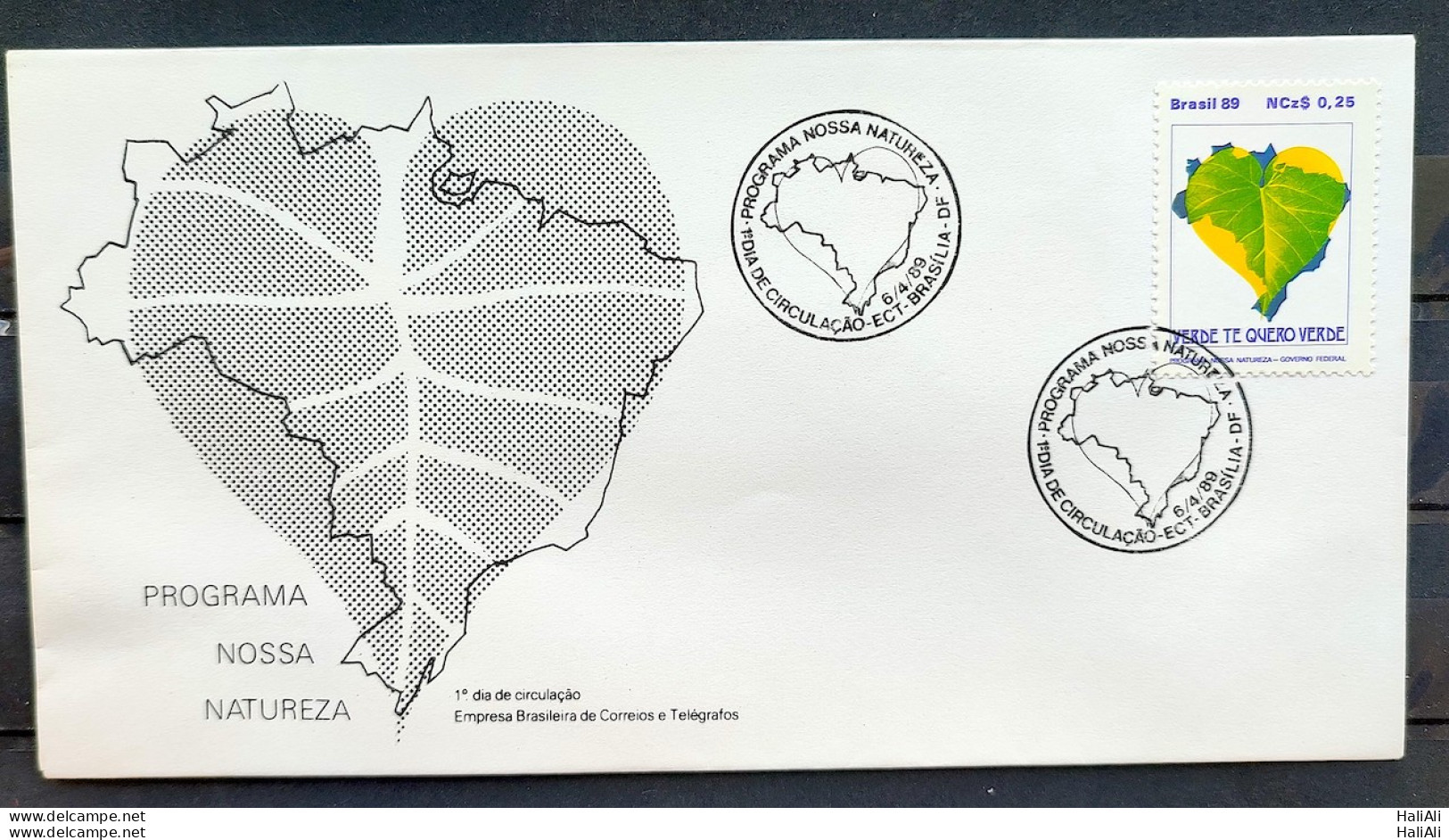 Brazil Envelope FDC 466 1989 Our Nature Map Program Environment CBC BSB 03 - Gebruikt