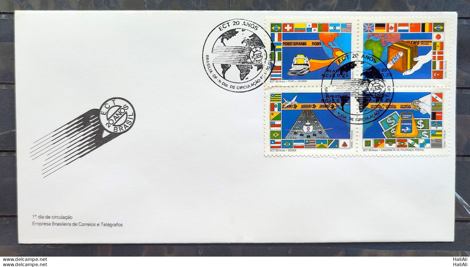 Brazil Envelope FDC 464 1989 ECT POSTAL SERVICE MAPA Flag CBC BSB 04 - FDC