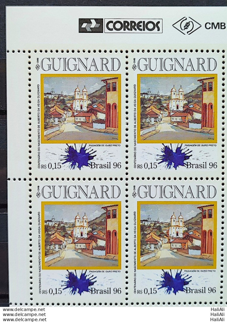 C 1989 Brazil Stamp 100 Years Alberto Da Veiga Guignard Art 1996 Block Of 4 Vignette Correios - Ungebraucht