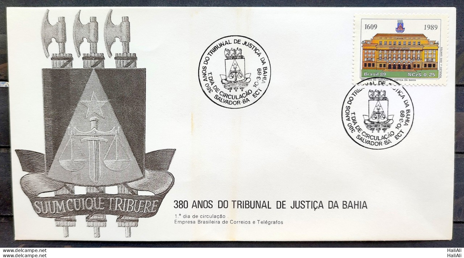 Brazil Envelope FDC 462 1989 Bahia Law Court CBC BA 01 - FDC